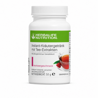 Herbalife Instant-Kräutergetränk mit Tee-Extrakten Himbeergeschmack 51 g als Produktabbildung auf hellem Hintergrund
