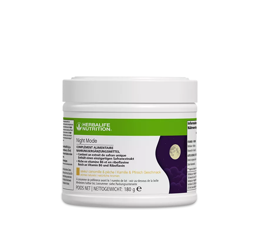 Herbalife Night Mode Nahrungsergänzungsmittel mit Safranextrakt, Kamille- und Pfirsichgeschmack – 180g Dose