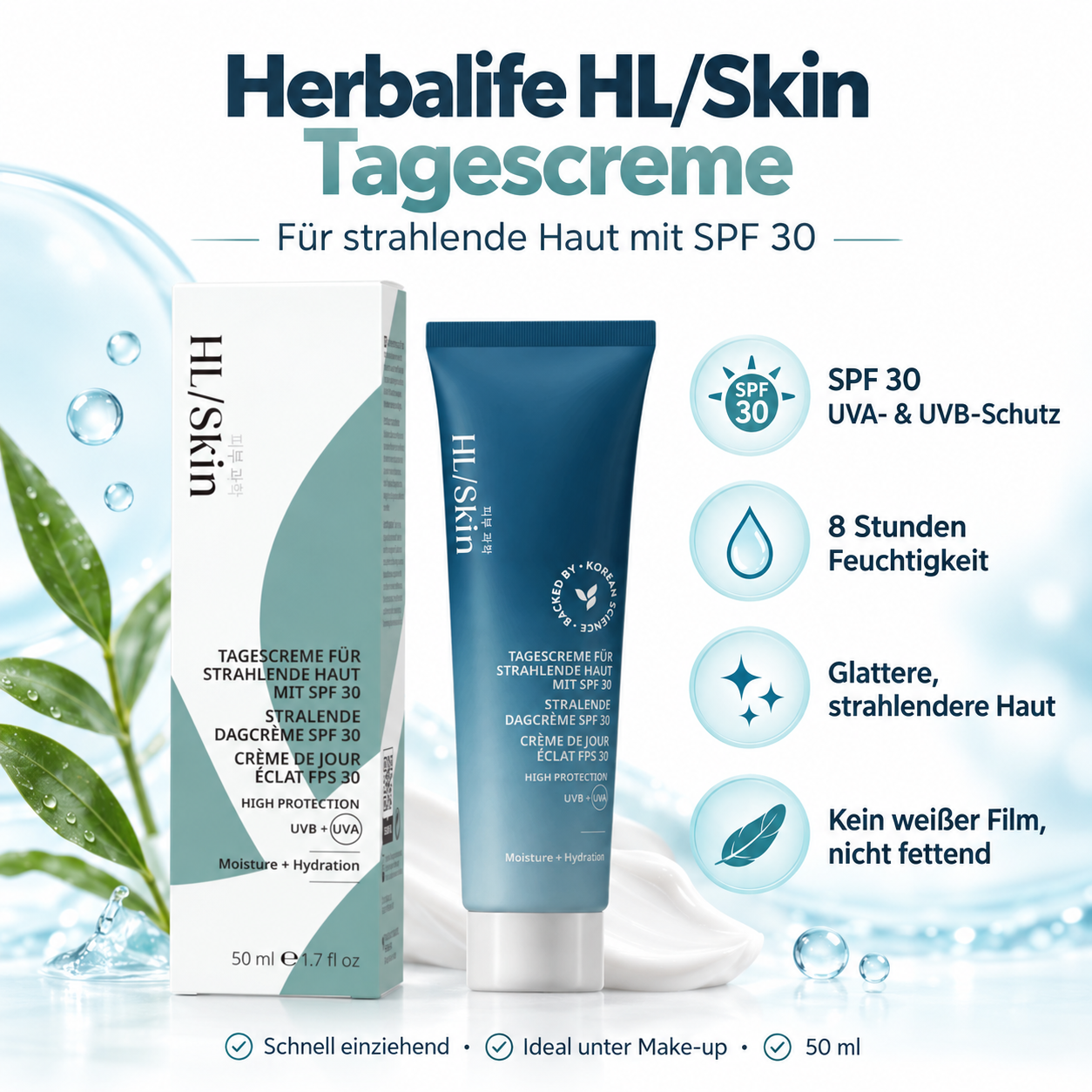 Herbalife HL/Skin Tagescreme mit SPF 30: UV-Filter, Ceramide und die richtige Anwendungsmenge